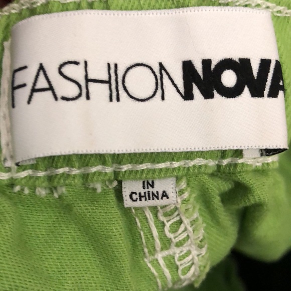 LIME GREEN CARGO PANTS FLARE - Picture 2 of 2